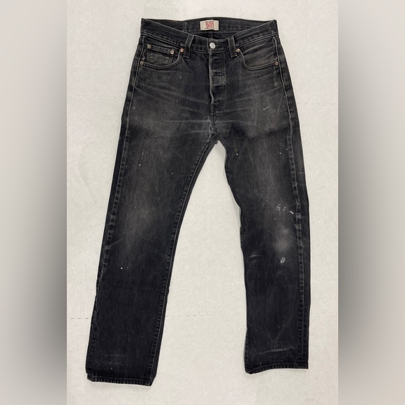 Vintage Levi’s Distressed Black 501 Straight Leg Buttony Denim Jeans - W 30 L 32 - Picture 1 of 6